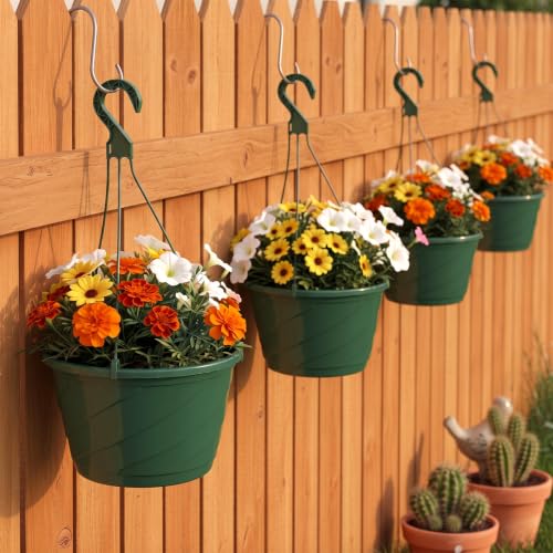 8 Pcs 10 Inch Hanging Planter with Drainage Insert, Green - color: Green