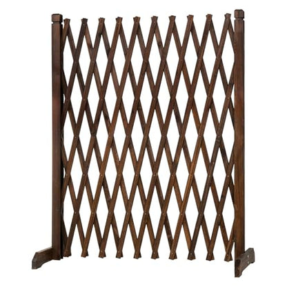 MyGift Expandable Wood Garden Trellis Freestanding Lattice Brown