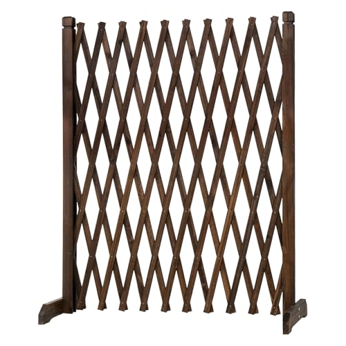 MyGift Expandable Wood Garden Trellis Freestanding Lattice Brown