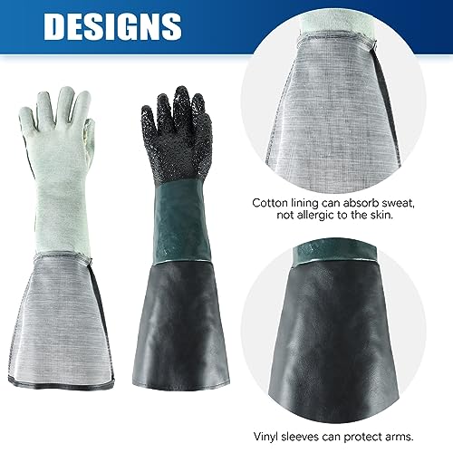 ATPEAM 23.6" Sandblasting Gloves Heavy Duty Rubber Gloves for Blast Cabinet