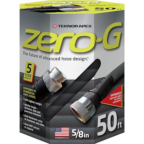 zero-G 5/8" x 50ft Garden Hose, Lightweight Kink-Free Water Hose 4001-50