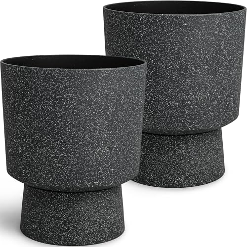 16.8" Pedestal Planters for Outdoor Plants, Large Urn Flower pots S/2 - color: 16.8"h-gray Terrazzo