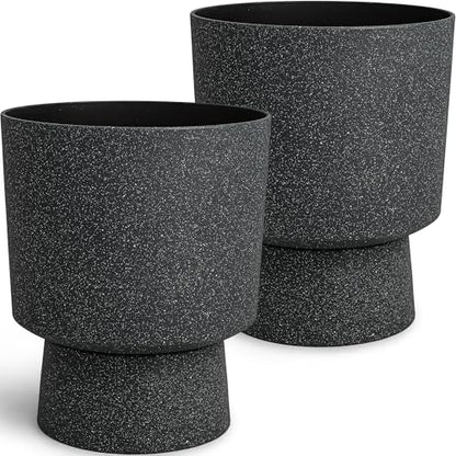 16.8" Pedestal Planters for Outdoor Plants, Large Urn Flower pots S/2 - color: 16.8"h-gray Terrazzo