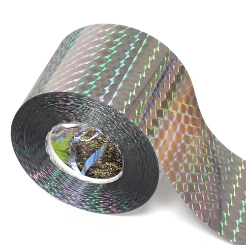 Ruolan Bird Scare Tape Ribbon,Reflective Tape Keep Birds Away Outdoor,Double Side Bird Flash Tape, Scare Geese, Pigeon, Duck, Woodpecker (350FT) - size: 350FT