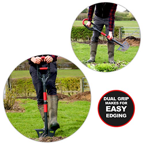 Roamwild Multi-Digger Garden Edger – Reinforced Fibreglass Light Weight Gardening Edging Tool with Edge Clearing Extra Wide Footplates & Unique Dual AIR Light Grip Technology & Root Saw Stump Cutter. - color: Edger