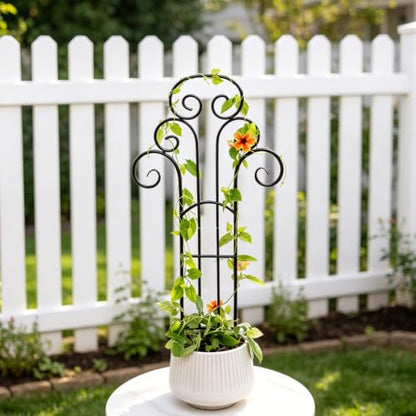 24" Pot Trellis for Climbing Plants,Indoor Plant Trellis,Retro Wrought Iron - size: 24"H