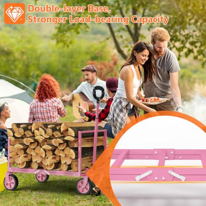 Yozoia 3 in 1 Wagons Carts Foldable,360LBS Beach Cart with Sturdy Wheels - color: Pink, size: 120L