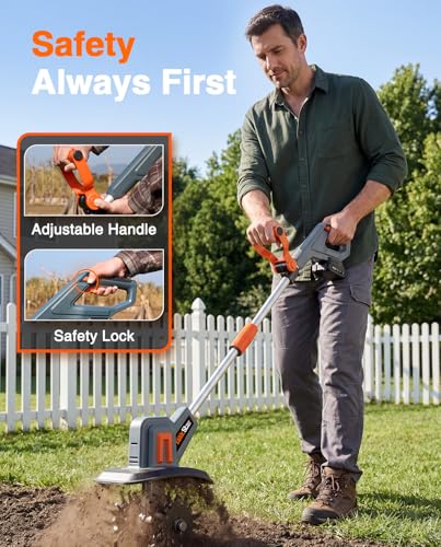 Cordless Tiller Cultivator for Gardening, Battery Powered Garden Rototiller - size: 9"x6.6"