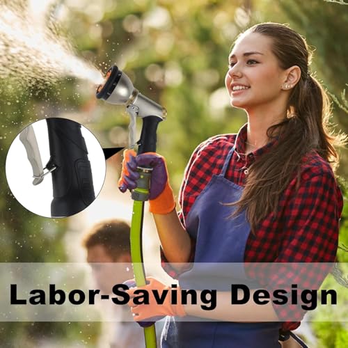 Garden Hose Nozzles,9 Spray Patterns Heavy Duty Metal Hose Sprayer Nozzle (Orange) - color: Orange