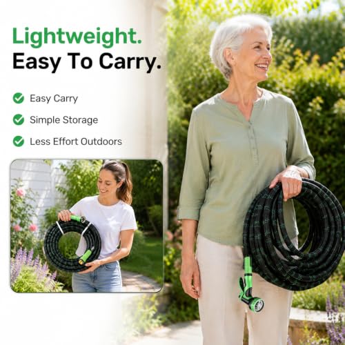 Ultra-Lightweight Garden Hose 25 ft with Spray Nozzles - size: 25 FT