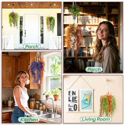 RAINFLOW Macrame Plant Hangers 5 PCS, Hanging Plant Holder Set