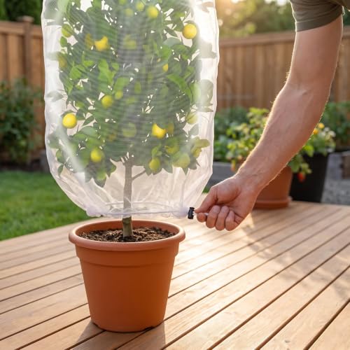 4 Pack Garden Netting with Drawstring, Bird Netting Plant Protection Bags in 2 Sizes for Tomatoes, Blueberries, Vegetables, Fruit Trees, Cicadas and Garden Pest Barrier