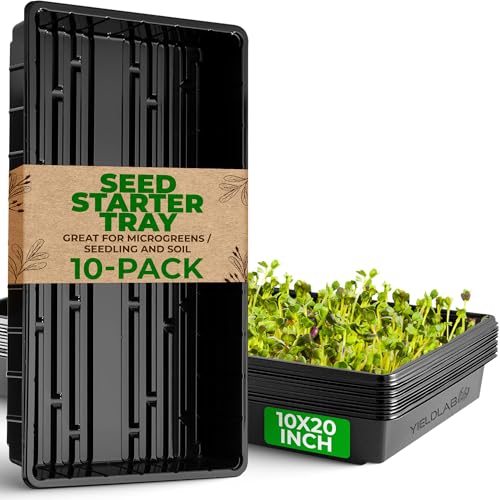 10x20 Inch Black Plastic 10 Pack Plant Propagation Tray No Holes - color: Black, size: 10-Pack