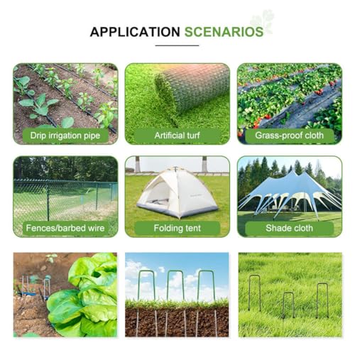 50 Pack Garden Stakes, U-Shaped Tent Stakes, Galvanized Landscape Staples, Ground Stakes, for Landscaping Securing Weed Barrier Fabric, Irrigation Tubing, Holding Fence, Tarpaulin - size: 50pcs