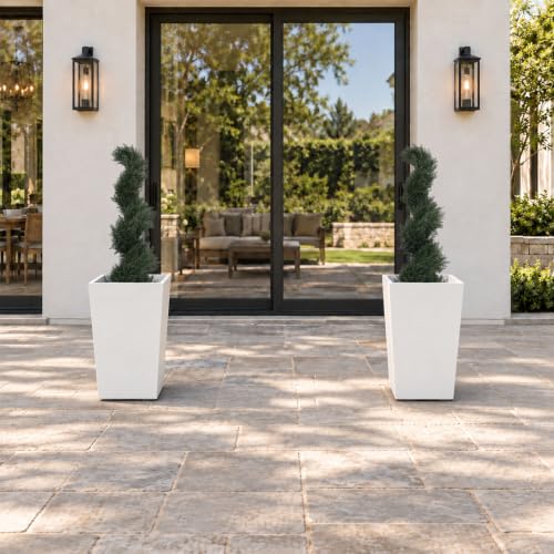 THE BLOOM TIMES 3ft Tall Spiral Topiary Trees Artificial Outdoor Set of 2 - color: Cedar Dark Green, size: 3ft