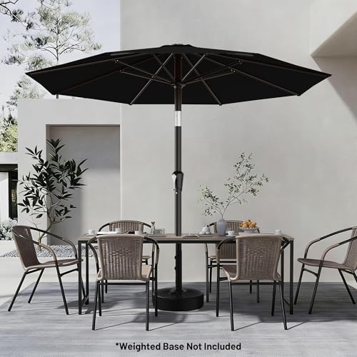 AreShark 9FT Outdoor Patio Umbrella with Tilt and Crank, Black - color: Black, size: 9ft