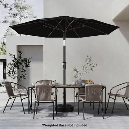 AreShark 9FT Outdoor Patio Umbrella with Tilt and Crank, Black - color: Black, size: 9ft