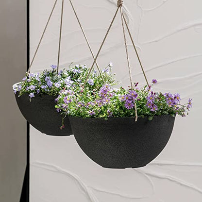 LA JOLIE MUSE Large Hanging Planters for Outdoor Plants, Set of 2, 13 Inch - color: Black