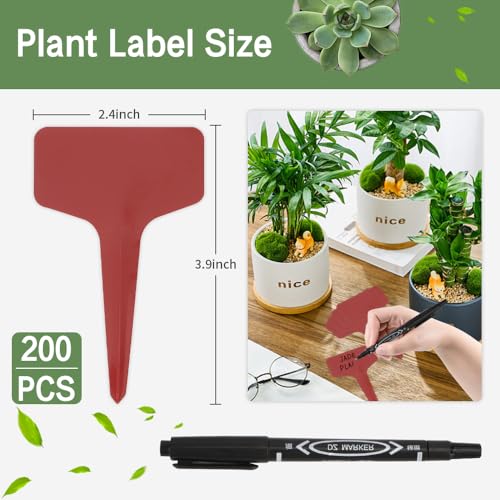 Plant Labels, 200pcs Red Plant Markers, Outdoor Waterproof Stakes, Plastic Tags for Seedlings, Greenhouse Accessories, Herb Garden Signs Decorative - color: Red