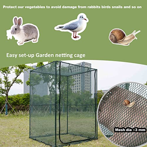 Portable 4'x4' Large 6FT Tall Plant Netting Cover Crop Cages Pest Guard Cover for Vegetables and Fruits Plant Durable Gardening Net with 4 Stakes - style: 49*49*72.8inches Square Net