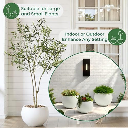 19.3"Dia x 13"H Large Fiberstone Sphere Planter, White Round Pot - color: White, size: Large