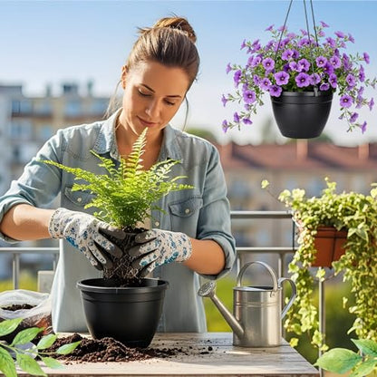 Roshtia 24 Pcs 6.3 Inch Plastic Hanging Pots for Plants Bulk with Hooks - color: Black, size: 6.3 Inch