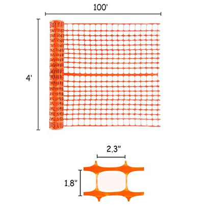Sunnyglade 4X100 Ft Outdoor Snow Fence Plastic Temporary Fence Orange