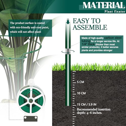 6-Pack 46.3” Plant Support Stakes, Steel Plant Cage & Peony Tomato Hydrangea Cage, Garden Stakes for Outdoor Plants, Heavy-Duty Plant Stakes, 16.7” Support + 29.6” Extension Tubes - size: 48in