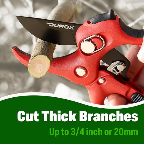DUROX - Ratchet Pruning Shears, Garden Shears with 3X Cutting Power. Effort-Saving Heavy-Duty Anvil Pruners. Replaceable Blade Cutting Blade Design. Ideal Secateurs for Precise Trimming, Model DGR-01