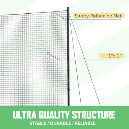 Ball Stop System - Soccer Backstop Net, Heavy Duty, High Impact, Practice Barrier - size: Socketed - 1 inch Net, style: 30FT X 10FT