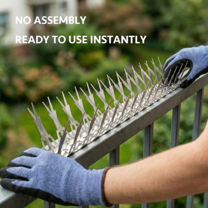 OFFO Bird Spikes for Outside, 304 Stainless Steel, 5 Pack 5 Ft, Silver - color: Bright Silver