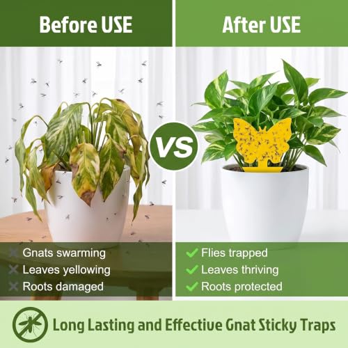 40 Pack Fungus Gnat Traps, Yellow Sticky Fruit Fly Traps for Indoor Plants - size: 40 packs