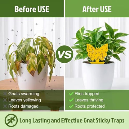 120 Pack Fungus Gnat Traps for House Indoor, Yellow Sticky Traps for Plants - size: 120 packs