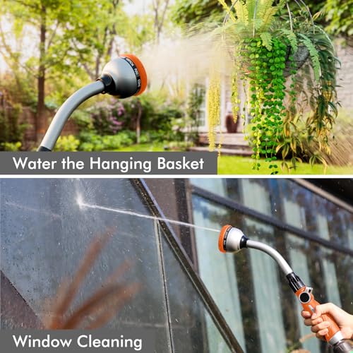 RESTMO Watering Wand Heavy Duty, 15-Inch Long Hose Nozzle Sprayer - color: Orange