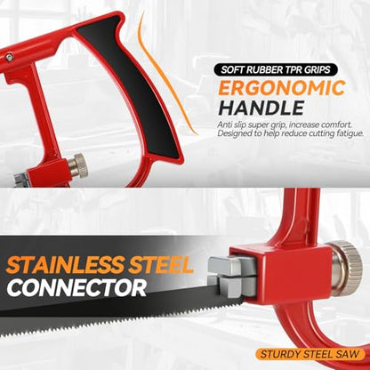 Auto Dynasty Hacksaw Frame Set, 7pcs Heavy Duty Handsaw with 6/8 inch Mini Hacksaw and 6 Extra Blades, Multi-function Hand Saw for Cutting Wood, Sawing, Trimming, Gardening, Drywall, Plastic Pipes - style: 7pc Hacksaw Frame Set