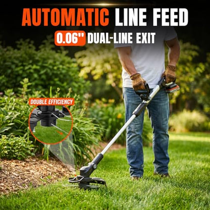 18 Inch Brushless Electric Lawn Mower and 12 Inch Trimmer Combo - color: 18'' Lawn Mower+Weed Wacker, size: 2*8.0Ah+2.0Ah