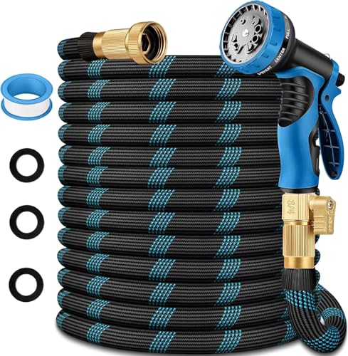 Garden Hose 100 ft, 2026 Upgraded Lightweight Garden Hoses,Ultra Durable & Flexible Water Hose,All-Weather Kink-Free Garden Hose,Sturdy,Abrasion Resistant Garden Hoses Pipes for Yard,Lawn,Outdoor - color: blackblue, size: 100ft