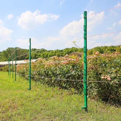 50PCS 48" Plastic Step-in Electric Fence Posts with Clips, Green - color: Green-50PCS