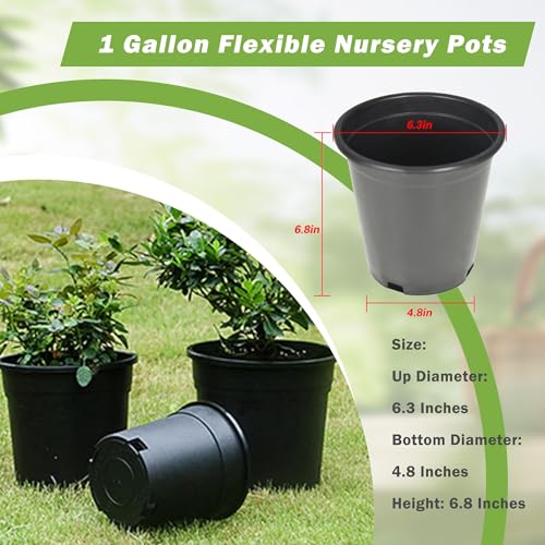 HOSTIC 1 Gallon Flexible Nursery Pots Gallon Pot with Drainage Holes Plastic Plant Container Suitable for Indoor Outdoor Vegetables Flowers Plants 10 PCS - size: Standard 1 Gallon