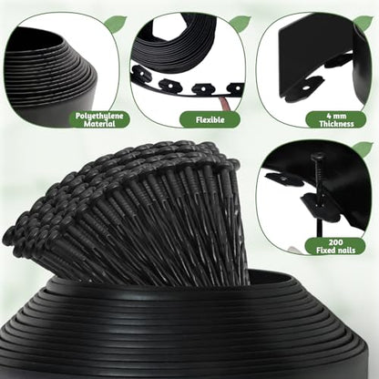 Landscape Edging Border, 2" x 66 FT No-Dig Lawn Edging Kit - size: 2 Inch x 66 FT