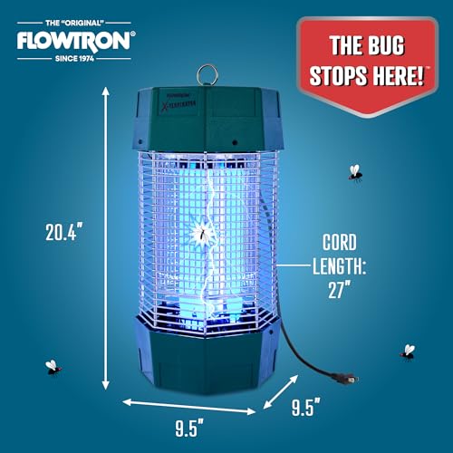 Flowtron Bug Zapper, 2 Acres Outdoor, 120W UV, 5600V, Octenol, Made in USA