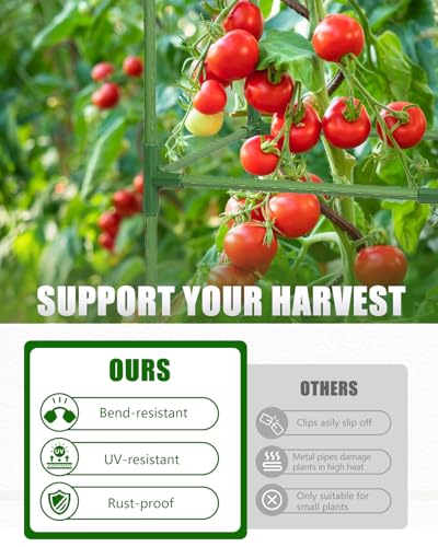 3 Pack 47 Inch Heavy Duty Height Adjustable Square Tomato Cage - color: Dark Green