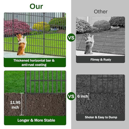 10 Panel No Dig Decorative Garden Fence 40" H x 23.6'L Outdoor Dog Barrier - size: 40 in(H) X 23.6 ft(L)