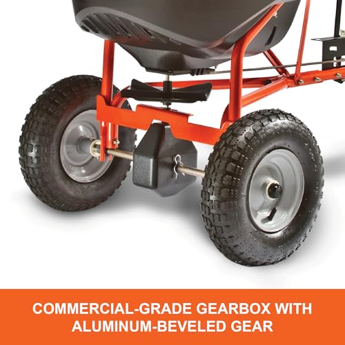 Agri-Fab Pull Behind Broadcast Spreader for Seed, Fertilizer, Salt and Ice Melt, 130 lb Hopper Capacity with Universal Hitch and 12 Ft Spread Width - style: Modern