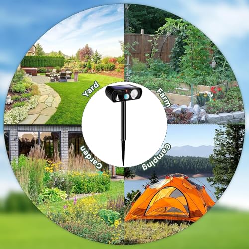 2 Pack Solar Ultrasonic Animal Repellent Outdoor Cat Repellent Outdoor&Deer Repellent Devices Bear Skunk Goose Deterrents Light Animal Repeller with Motion Sensor for Yard Garden