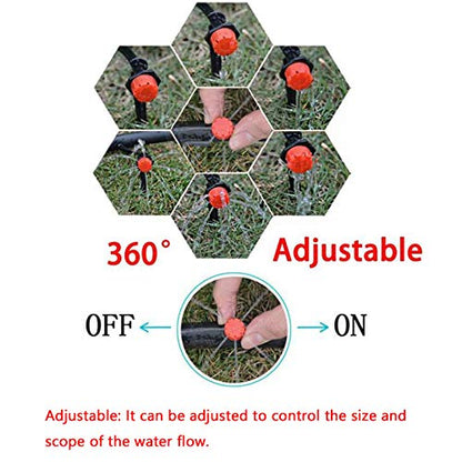 100PCS 1/4" Adjustable Watering Sprinklers for Micro Drip Irrigation System - color: 100PCS Red 8 Holes