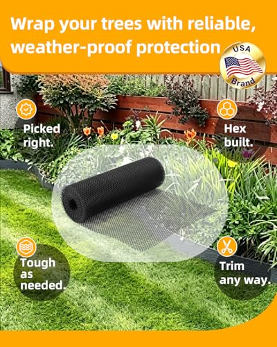 16" x 88.3ft Plastic Chicken Wire Tree Protectors Black HDPE Mesh Fencing - size: 88.3FT
