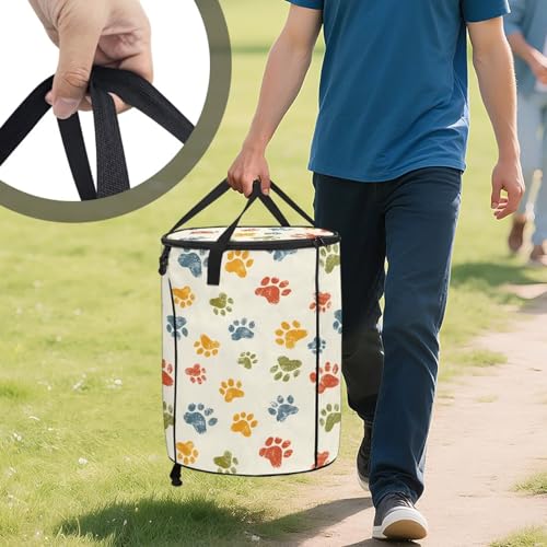 BIGCARJOB Footprint Outdoor Trash Can with Lid, Foldable Trash Can Collapsible Pop Up Garbage Bin Waste Basket Storage for Travelers Camper Trailer - color: Footprint