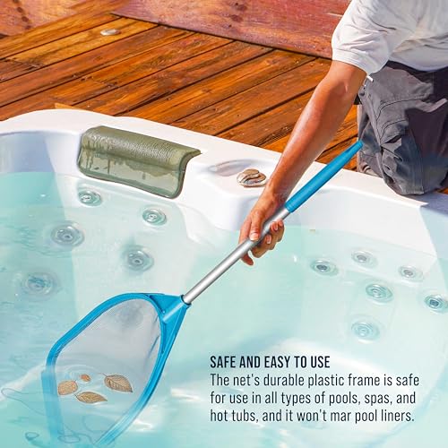 U.S. Pool Supply Pool and Spa Skimmer Net with Pole, Handheld Fine Mesh - size: 5' Regular Frame