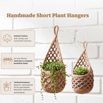 Macrame Plant Hanger Indoor 2 Pack, Wall Planter for 5 Inch Pots - size: Large (Fit Pot Bottom ≤ 5 inch )